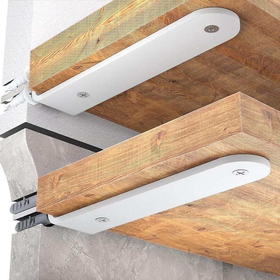 Zware metalen L-beugels voor zwevende planken set van 4 stuks 40 cm wit robuuste steunbeugels voor wandmontage