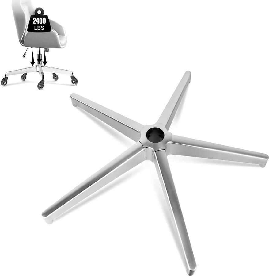 Zware metalen voet voor bureaustoelen stabiel en veilig 1 stuk verchroomd metaal