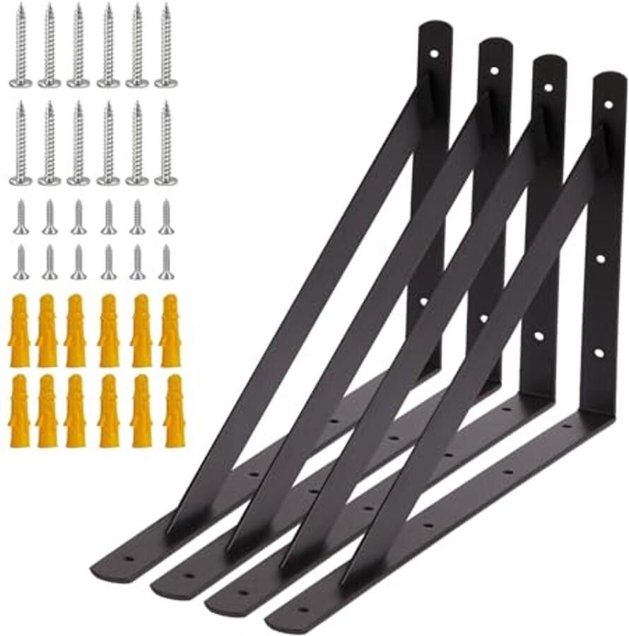 Zware Wandplank Beugels 500 x 300 mm Set van 4 Wandbeugels voor Beton en Gipsplaat
