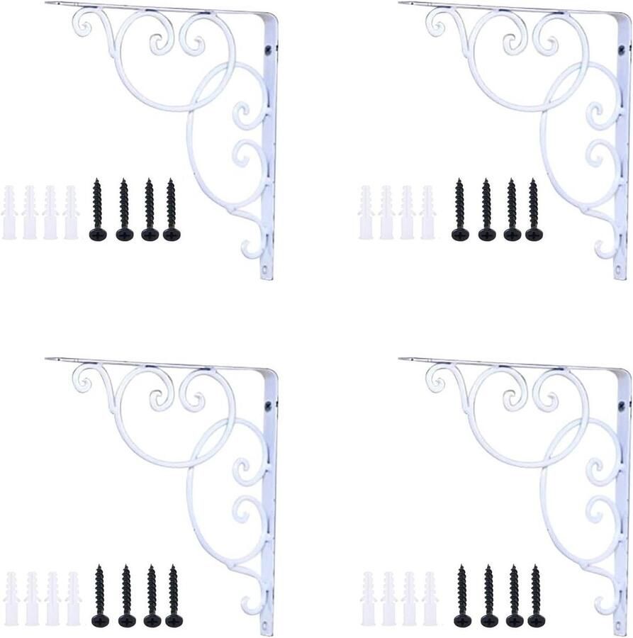 Zware Wandplankdragers 2 Stuks Bloemenplankdragers Metaal Drijvende Wandplanken Driehoekige L-vorm Wit met Schroeven voor Thuisgebruik