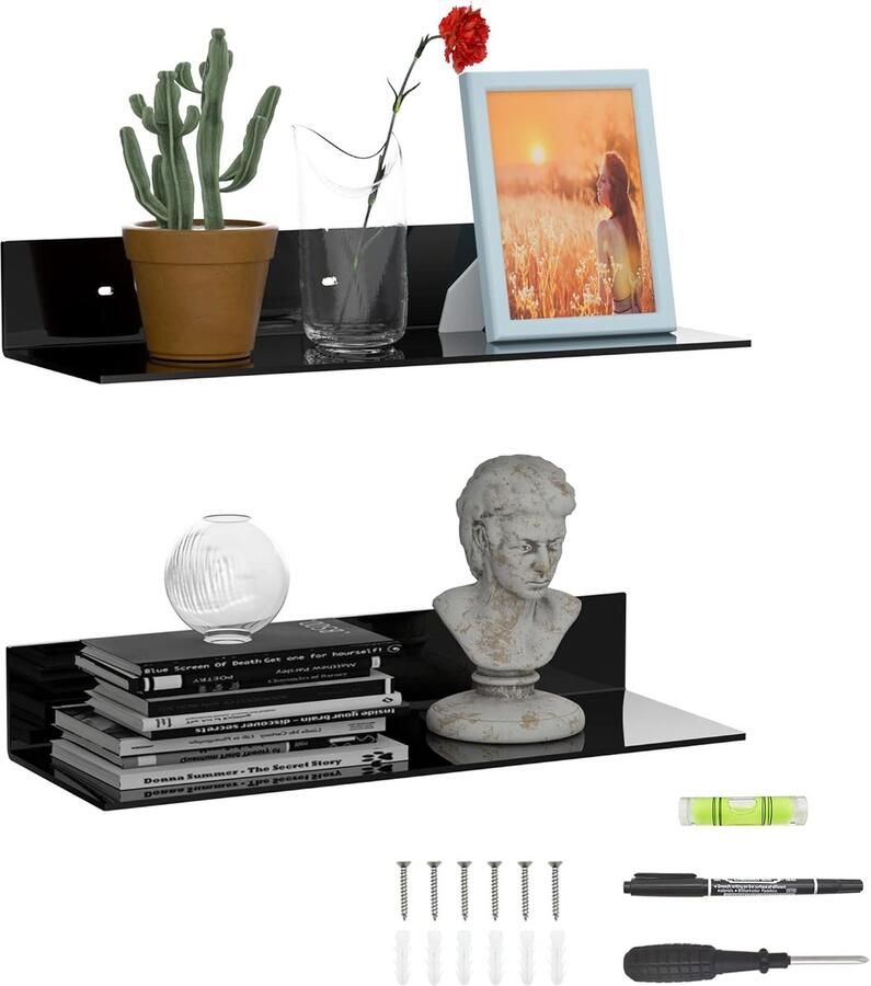 Zwart Acryl Wandrek Multifunctioneel 1 stuk Ruimtebesparend