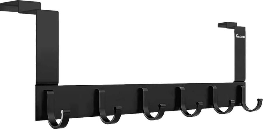 Zwart aluminium 6 haken deurhaken maximaal draaggewicht eenvoudige installatie 40 cm deurhaak korting deur kleding hoed