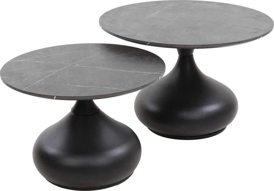Zwart bruin salontafel set 2 druppelvorm tafels