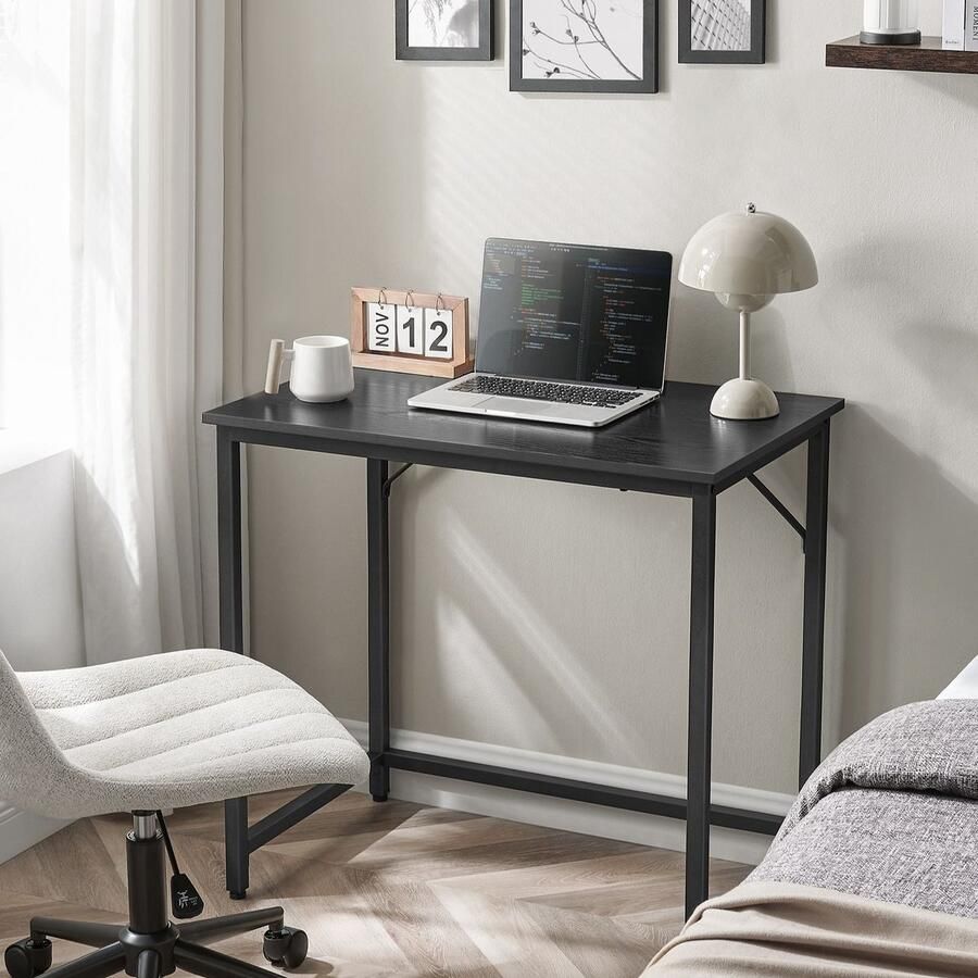 Rootz Living Rootz Zwart Bureau Studietafel Schrijfbureau Spaanplaat en staal Lichtgewicht Eenvoudige montage Modern design 50 cm x 80 cm x 76 cm