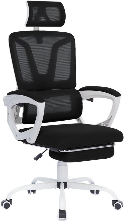 Zwart Bureaustoel Draaistoel Bureaustoel Ergonomische stoel Liggend Met voetensteun Maximale belasting 150 kg