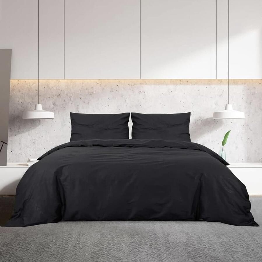 Zwart dekbedovertrekset 240 x 220 cm lichtgewicht microvezel beddengoedset voor volwassenen tweepersoonsbed
