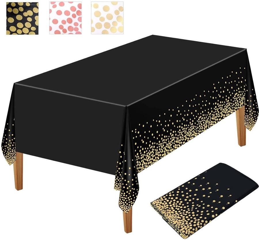 Zwart en Goud Tafelkleed Wegwerp Tafelkleed 1 stuk 137x274cm