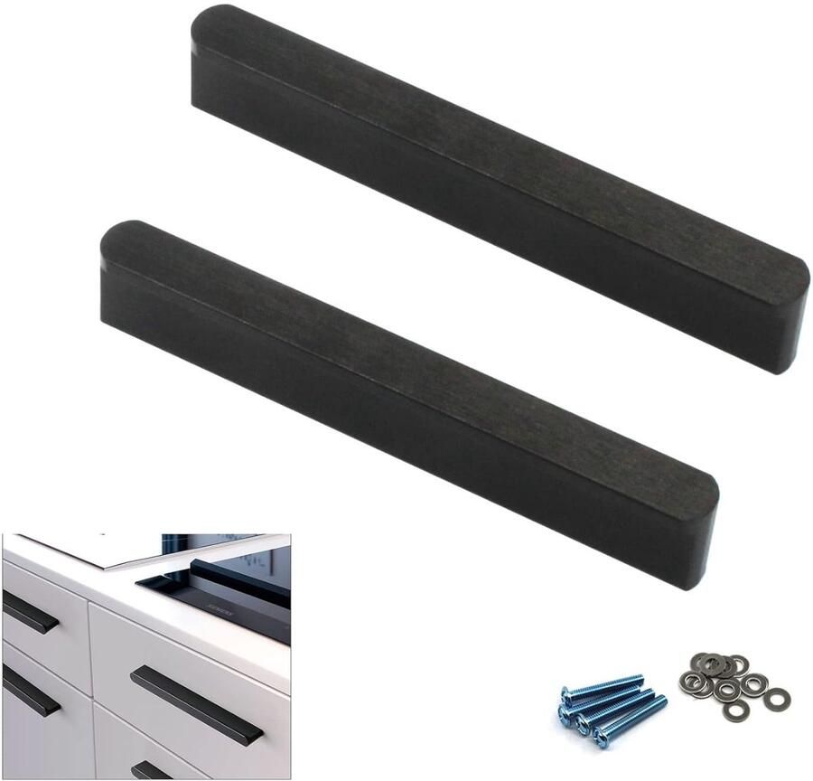 Zwart Handvat Trek voor Keukenkast Massief Zinklegering 2 Stuks 192 mm Gat