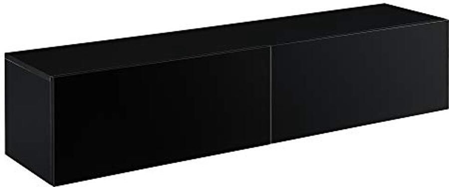 Zwart hoogglans zwevend wandrek 140x33x30 cm