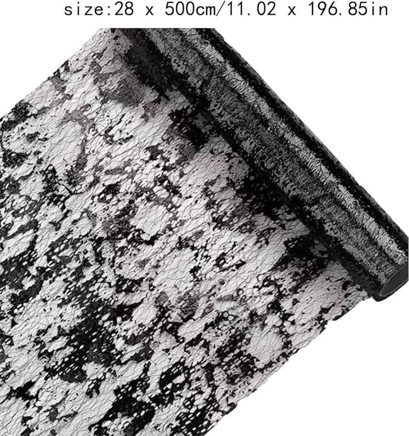 Zwart Kanten Tafelkleed Glanzend Polyester Creëert Feestelijke Sfeer