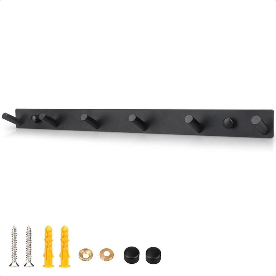 Zwart Kapstok Haaklijst 6 Haken Minimalistische Wandkledinghaken Aluminiumlegering Garderobehaken Metaal Wandhaken Badkamer Slaapkamer Kapstok