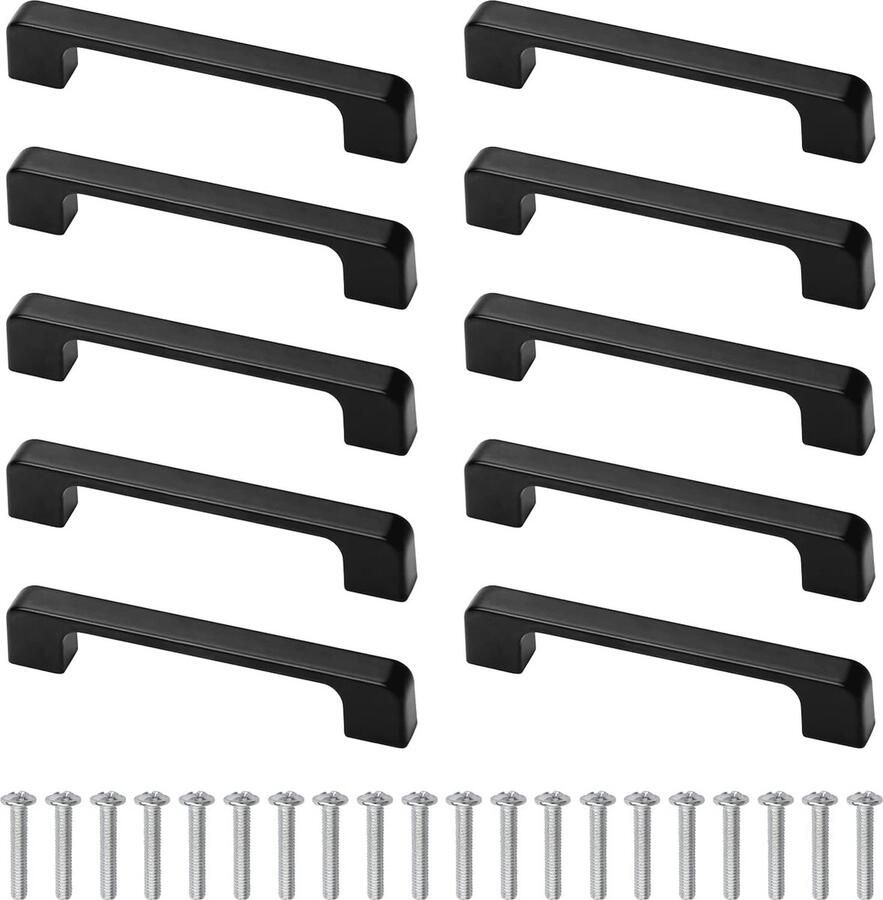 Zwart kastgrepen 10 stuks met 20 schroeven Modern design voor keuken en kledingkast