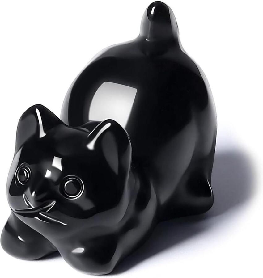 Zwart kattenbeeld obsidiaankristal gesneden kat kamerdecoratie kantoorfiguren luie sculptuur handgemaakt helende steen bureau cadeaus voor kattenliefhebbers Ik zal het merknaam Zwart uit de titel verwijderen