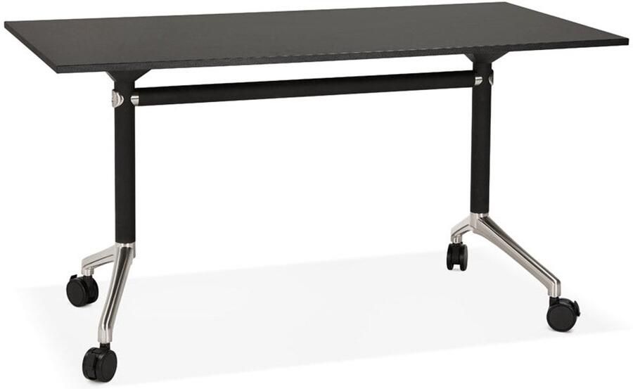 Zwart Klapbureau op Wielen Opvouwbaar Desk Ruimtebesparend 140x70 cm