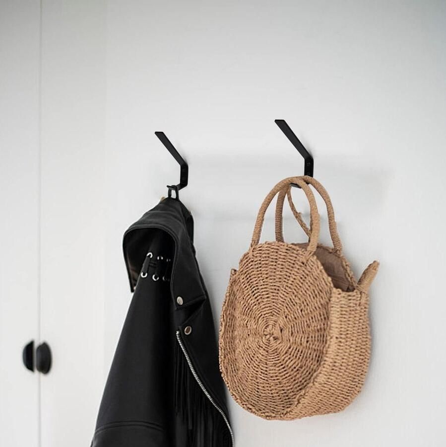 Zwart matte lak dubbele kledinghaken 2 stuks 130 mm roestvrijstalen wandhaken keuken en slaapkamer ophangen voorwerpen