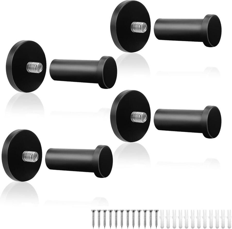 Zwarte matte lak 4 stuks 53 mm ronde kapstokhaken verbeterde modellen roestvrij staal wandhaken kledinghaken