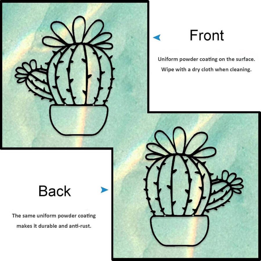 Zwart metalen cactus wanddecoratie 5 stuks moderne eenvoudige succulente bloempot kunst aan de muur geschikt voor woonkamer slaapkamer en kantoor