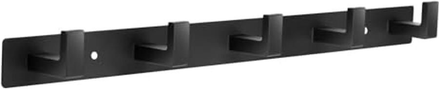 Zwart Metalen Kapstok met 5 Haken voor Wandmontage Ideaal voor Kleding Tassen Hoeden en Handdoeken Set van 2