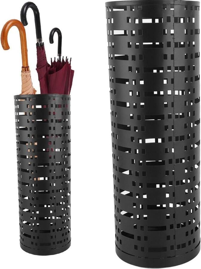 Zwart Metalen Parapluhouder Waterdicht Ruimtebesparend Hol Ontwerp Stijlvol Inkomparaplubakrek