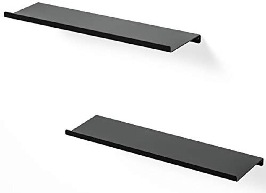 Zwart metalen wandplanken set van 2 zwevende planken voor slaapkamer woonkamer badkamer keuken