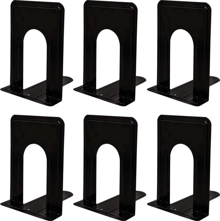 Zwart Metalen Zware Kwaliteit Beukensteunen (3 Paar) – Anti-Slip Boeken Stopper Versteviging Voor Boeken & CD s – Verdelers Voor Planken Kantoor Bibliotheek Huis en School