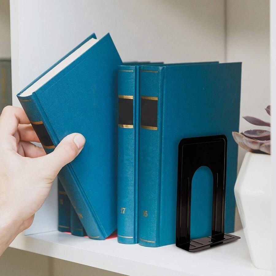 Zwart Metalen Zware Kwaliteit Beukensteunen Anti-Slip Boeken Stopper Boeken & CD s Verdelers Kantoor Bibliotheek Huis en School Sterke Boekensteun (3 Paar) boeksteun