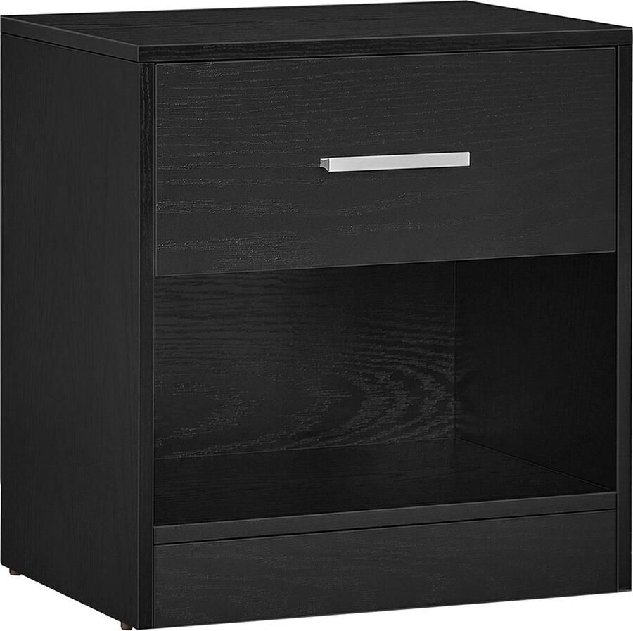 Rootz Living Rootz Bijzettafel van spaanplaat Klassiek zwart nachtkastje Stevige constructie Ruime lade Eenvoudige montage 28 cm x 39 cm x 41 cm