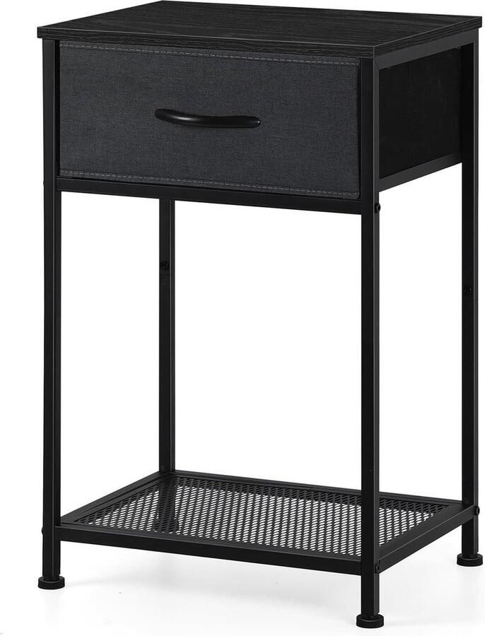 Zwart nachtkastje met laden minimalistische stijl kleine salontafel voor slaapkamer en woonkamer nachtkastje zwart 60 cm hoog