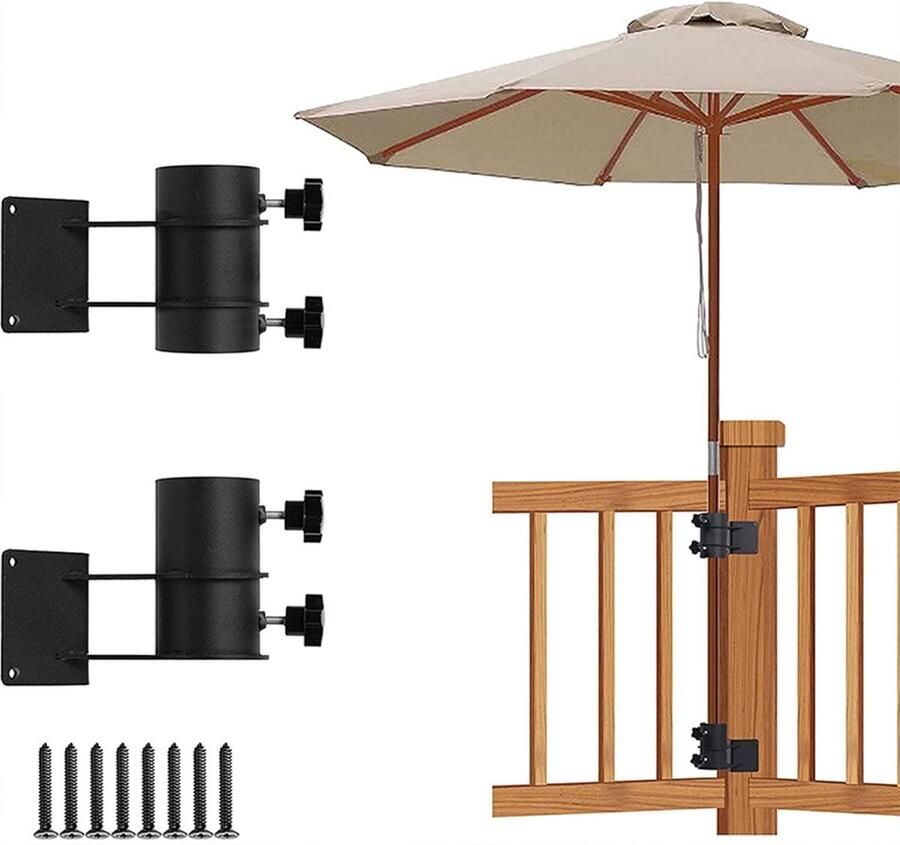 ZVD Zwart Parasolclip Parasolvoet Parasolstandaard Stevige patioparasolstandaard Roestvrijstalen offsetparasolstandaard parapluhouder voor patioleuning terras schutting balkon of tuin