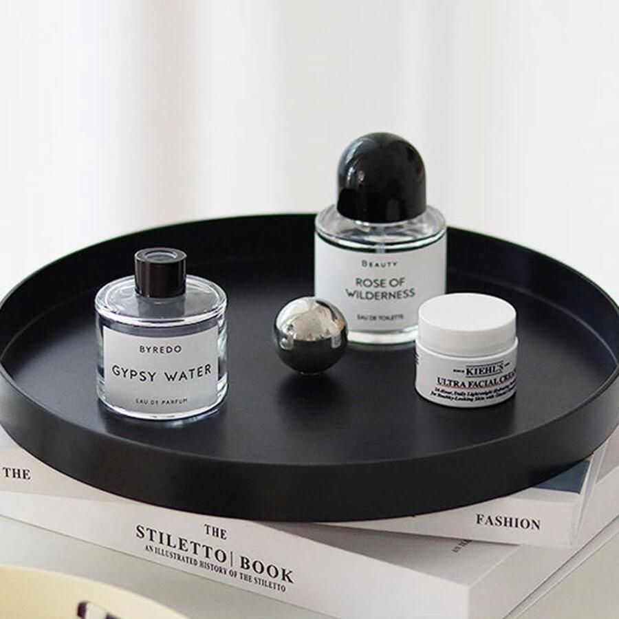 Zwart rond decoratief bord adventskrans dienblad kaarsenplateau eettafel decoratie kerstcadeau cosmetica-dessert-parfum