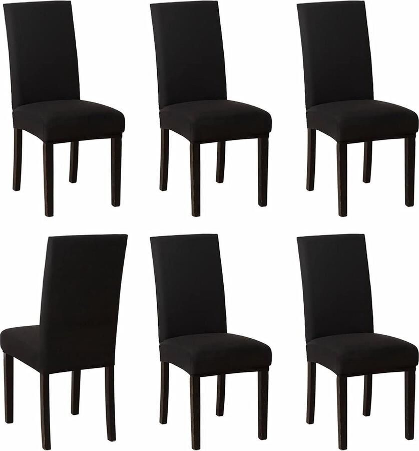 Zwart stretch eetkamerstoelhoezen elastische wasbare stoelbeschermers voor eetkamer hotel restaurant banket set van 6 Stoelhoezen