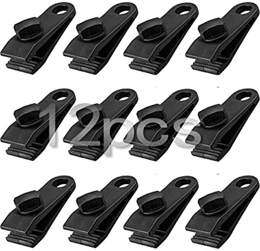 Zwart Tarp Clips Set van 12 Sterke Markies Klemmen voor Tent en Tuin