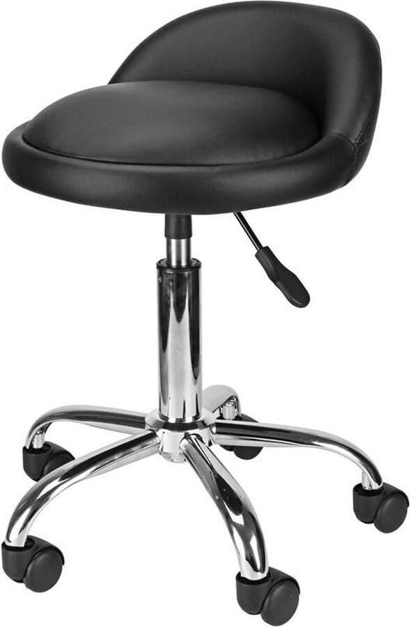 Zwart verstelbaar draaibaar rolling kussen tattoo massage hydraulische salon kruk met rugleuning en 5 wielen