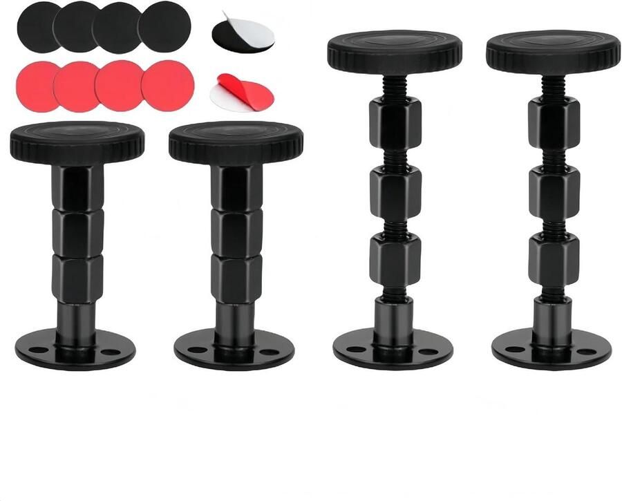 Zwart Verstelbaar Hoofdeinde Stopper Set van 4 stuks voor Anti-Shake Bedframe Metalen Bedachterwand Bescherming Bedsteun Middenbalk Verstelbare Bed Afstandhouders Muur Voor Stevige Bedden