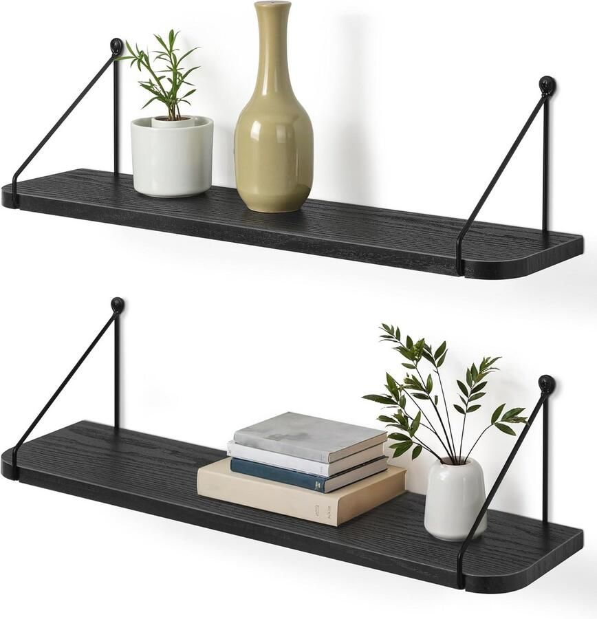 Zwart Wandrek 60 cm Modern Zwevend Plankje voor Muurdecoratie