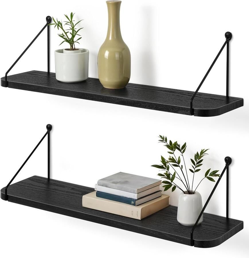 Zwart Wandrek 60 cm Modern Zwevend Plankje voor Muurdecoratie