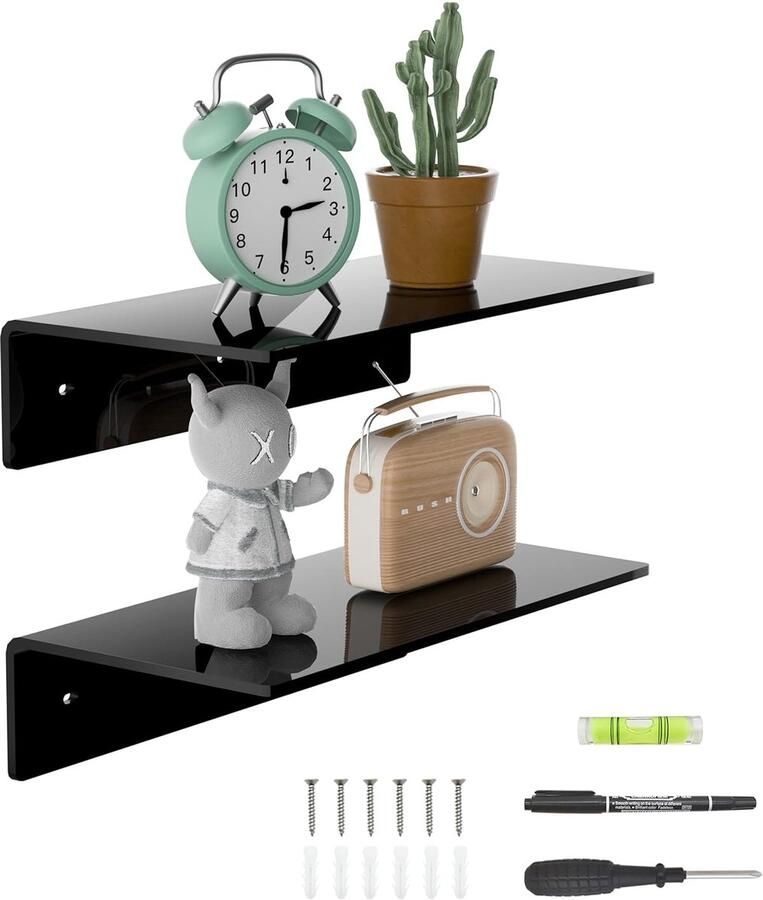 Zwart wandrek multifunctioneel 1 stuk acryl