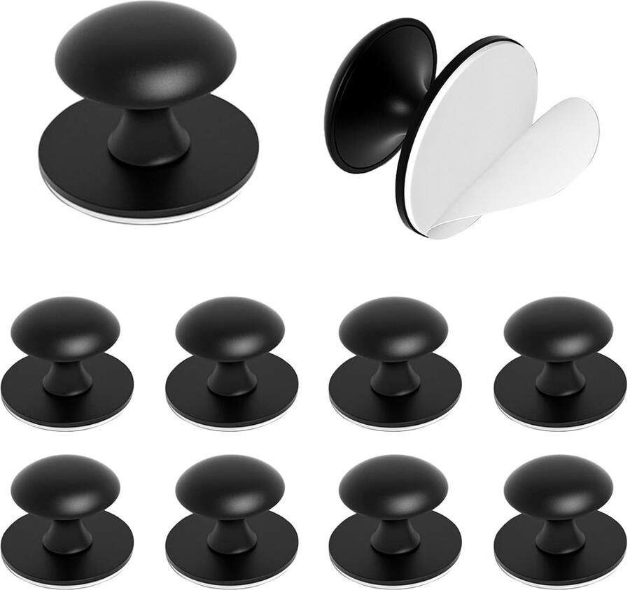 Zwart Zelfklevende Ladeknoppen Geschikt voor Keuken en Badkamer 8 Stuks