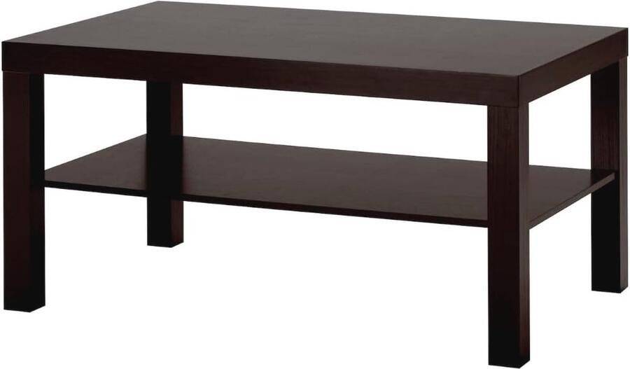 Zwartbruine Koffietafel 90x55cm Elegante Salontafel met Onderste Plank