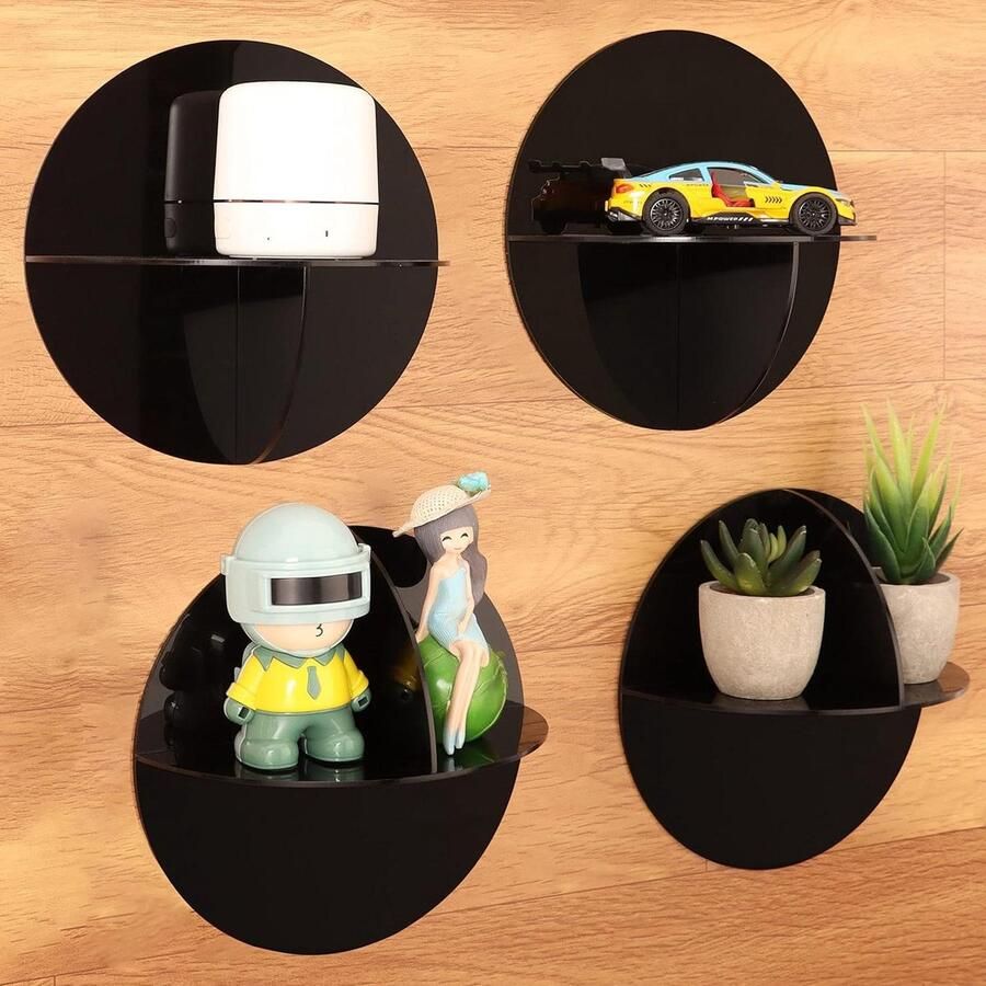 Zwarte Acryl Zwevende Planken Zelfklevend Decoratieve Foto Planken voor Opslag & Display in Woonkamer Slaapkamer Keuken en Badkamer Beside shelf