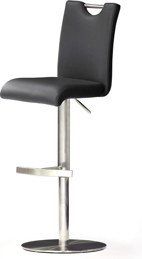 Zwarte Barkruk van Leer Luxe Zitmeubel voor in de Keuken of Bar Barkruk