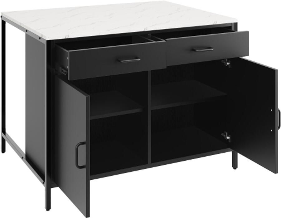 Zwarte bartafel keukenblad salontafel geschikt voor woonkamer eetkamer tafelblad met marmeren structuur verstelbare poten