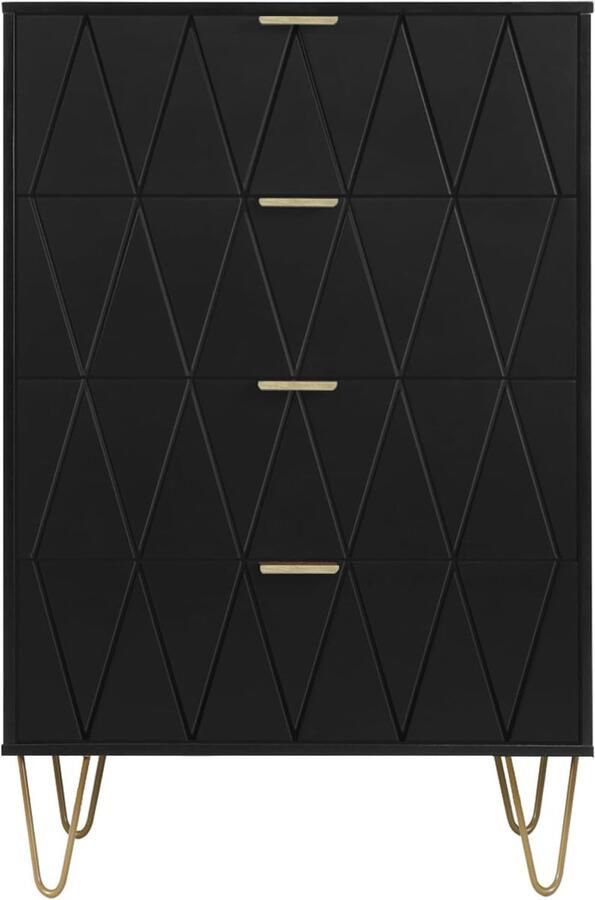 Zwarte Commode met 4 Laden Smal Opbergmeubel 60x34x91 cm voor Woonkamer en Slaapkamer