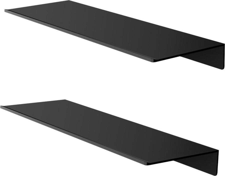 Zwevend Rek Set van 2 Metaal Zwart Wandplanken 40cm Decoratieve Wandplanken voor Slaapkamer Woonkamer