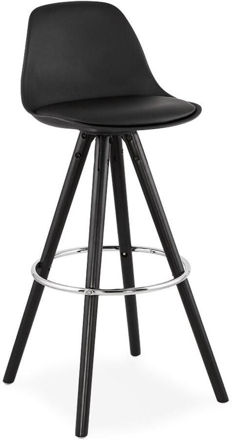 Zwarte Design Barkruk Elegante Kruk Maximaal Comfort Ergonomisch met Hoge Rugleuning