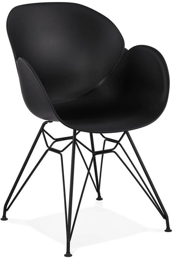 Zwarte Designstoel Ergonomische Eetkamerstoel Industriële Uitstraling