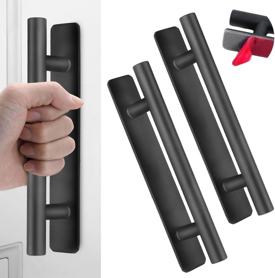 Zwarte deurgrepen hoogwaardig aluminium set van 2