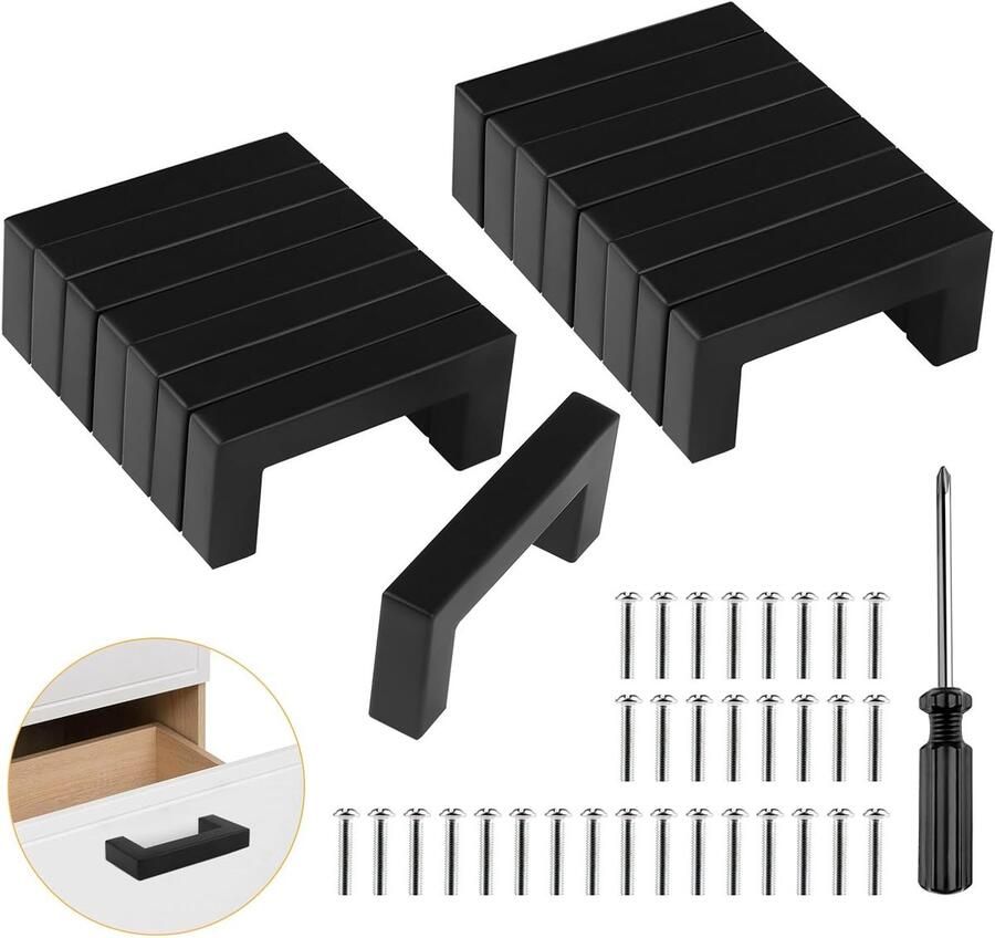 Zwarte deurgrepen voor keuken 16 stuks geschikt voor meubels