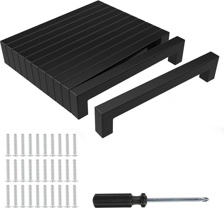 Zwarte deurgrepen voor keuken modern design 12 stuks