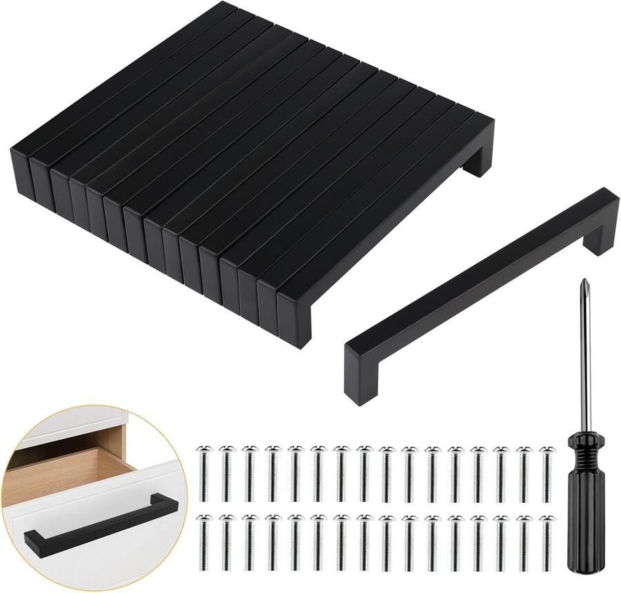 Zwarte deurgrepen voor meubels 16 stuks 160 mm afstand